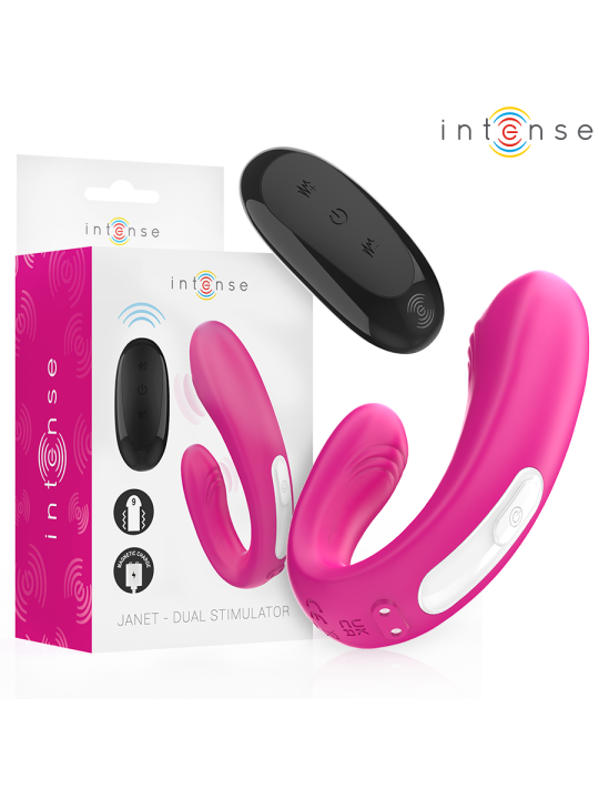 Intense - Janet Estimulador y Vibrador Dual en Forma de U con Control Remoto Rosa