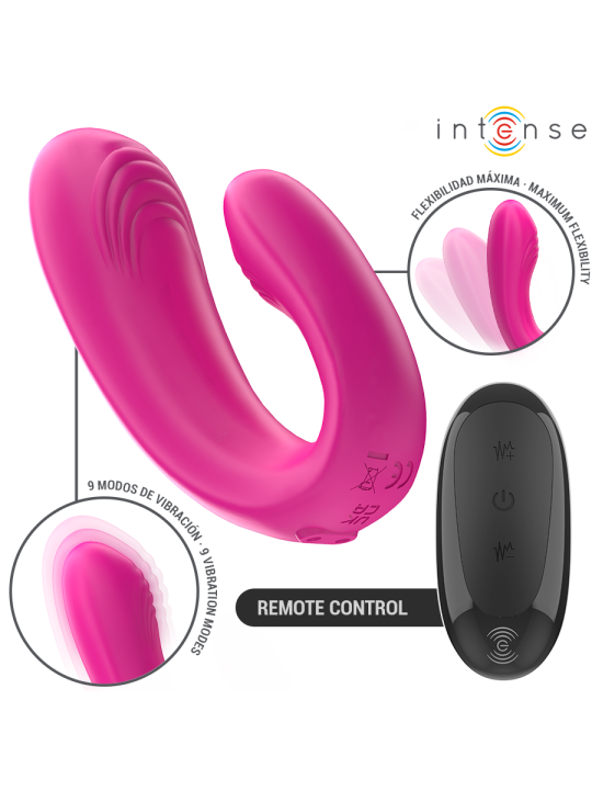 Intense - Janet Estimulador y Vibrador Dual en Forma de U con Control Remoto Rosa