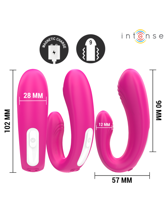 Intense - Janet Estimulador y Vibrador Dual en Forma de U con Control Remoto Rosa