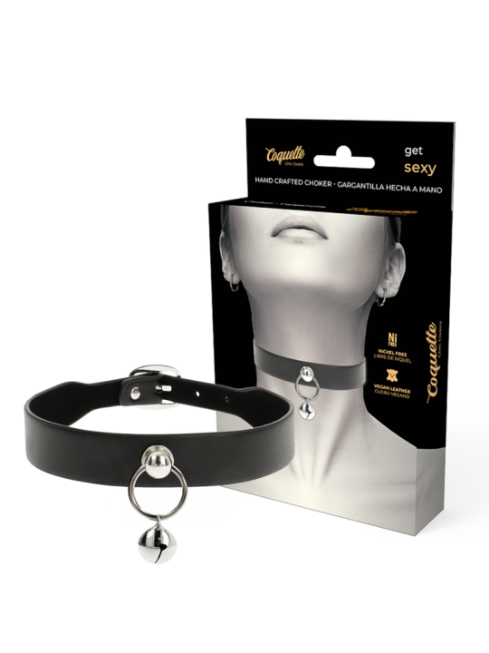 Coquette Chic Desire - Collar Cuero Vegano Accesorio Woman Cascabel/Aro