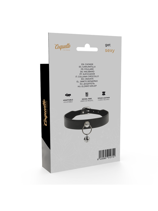 Coquette Chic Desire - Collar Cuero Vegano Accesorio Woman Cascabel/Aro