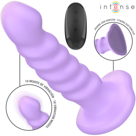 Intense - Brenda Vibrador Talla M Diseño en Espiral 10 Vibraciones Morado Control Remoto