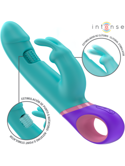 Intense - Mónica Vibrador Rabbit con Estimulador Rotatorio del Punto G Azul