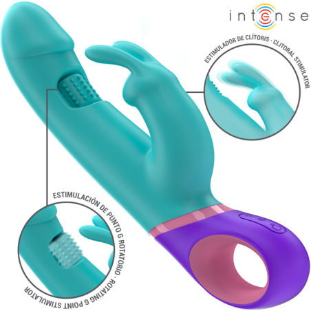 Intense - Mónica Vibrador Rabbit con Estimulador Rotatorio del Punto G Azul