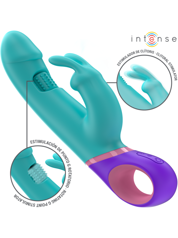Intense - Mónica Vibrador Rabbit con Estimulador Rotatorio del Punto G Azul