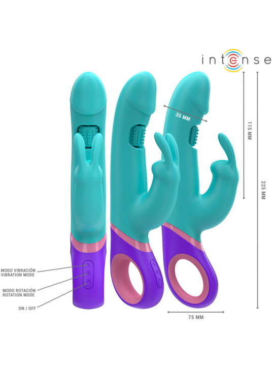 Intense - Mónica Vibrador Rabbit con Estimulador Rotatorio del Punto G Azul