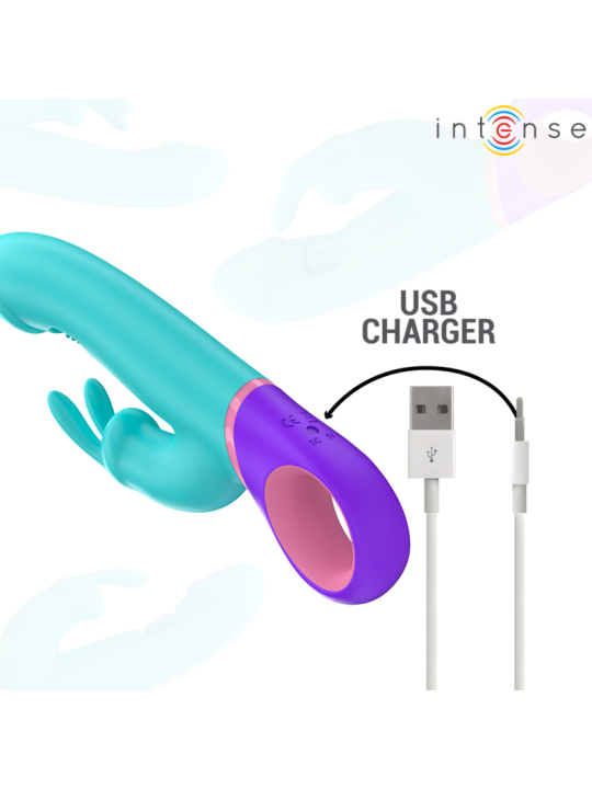 Intense - Mónica Vibrador Rabbit con Estimulador Rotatorio del Punto G Azul