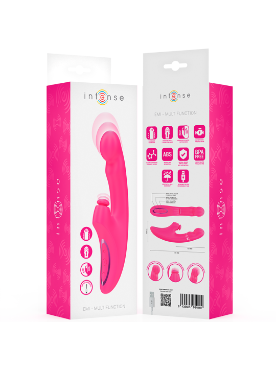 Intense - Emi Vibrador 13,5 cm Multifunción 3 en 1 10 Vibraciones Rosa