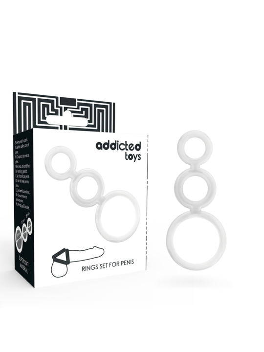 Addicted Toys - Set Anillos Pene y Testículos Clear