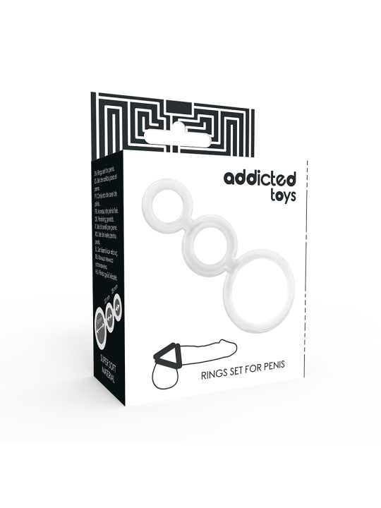 Addicted Toys - Set Anillos Pene y Testículos Clear