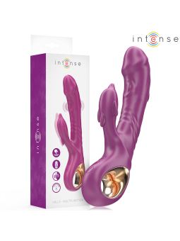 Intense - Halle Vibrador Multifunción con Lengua Estimuladora en Forma de Delfín Morado