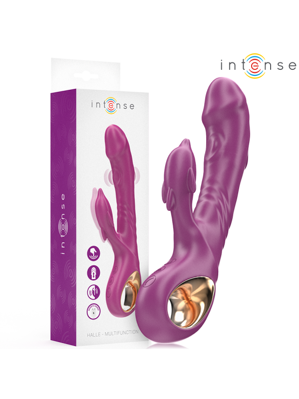 Intense - Halle Vibrador Multifunción con Lengua Estimuladora en Forma de Delfín Morado