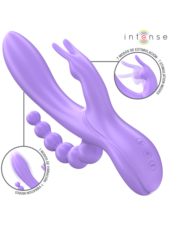 Intense - Miko Triple Vibrador Rabbit & Estimulador & Anal 7 Vibraciones Morado