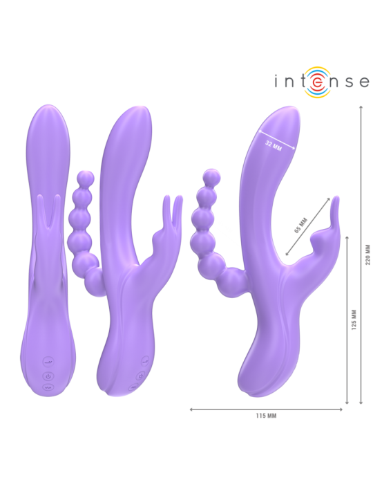 Intense - Miko Triple Vibrador Rabbit & Estimulador & Anal 7 Vibraciones Morado