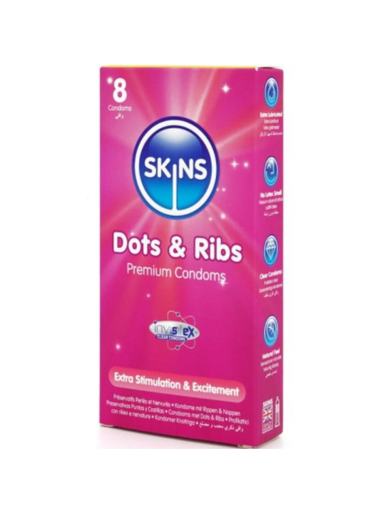 Skins - Dots & Ribs Preservativos Premium pack 8