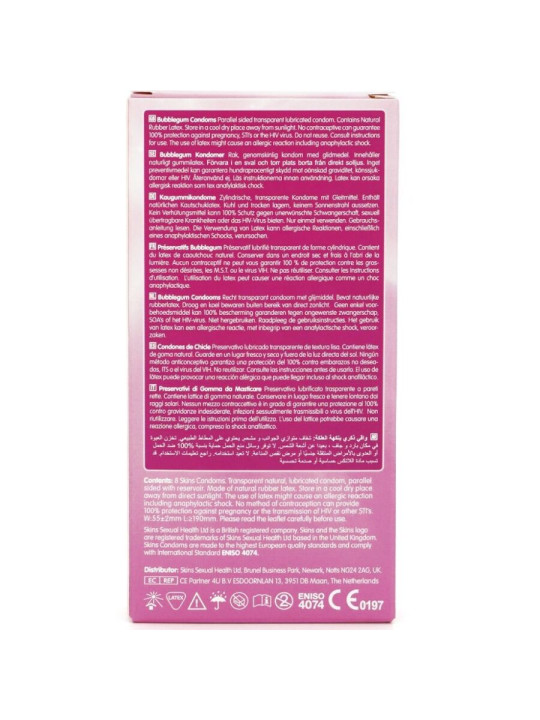 Skins - Preservativos Premium Sabor Chicle pack 8