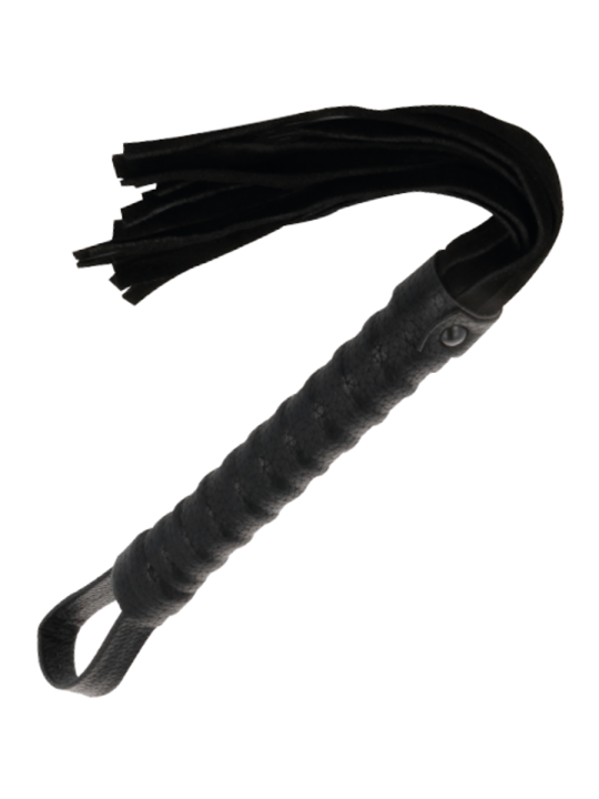 Darkness - Látigo Bondage Negro con Mango de Piel