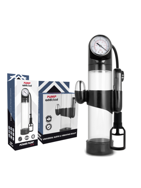 Pump Addicted - Bomba Erección Rx9 Transparente con Vibrador