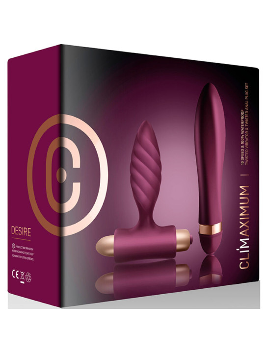 Climaximum Desire Kit: vibrador y plug anal trenzado (Rocks-Off)