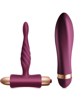 Kit Climaximum Dare: plug anal trenzado con bala extraíble y vibrador de punta ancha en color ciruela