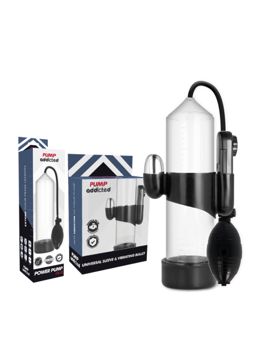 Pump Addicted - Bomba Erección Rx3 Transparente con Vibrador