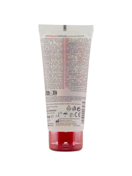 HOT - Anal Superglide Warming Liquid Pleasure Lubricante Anal Base Agua Efecto Calor 100 ml