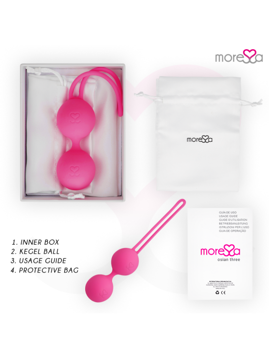 Moressa - Osian Three Entrenamiento Suelo Pelvico 85 gr Premium Silicona Rosa