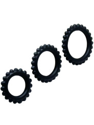 Baile - Titan Set 3 pcs Cock Ring Black 2.8 + 2.4 + 1.9 cm