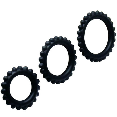 Baile - Titan Set 3 pcs Cock Ring Black 2.8 + 2.4 + 1.9 cm