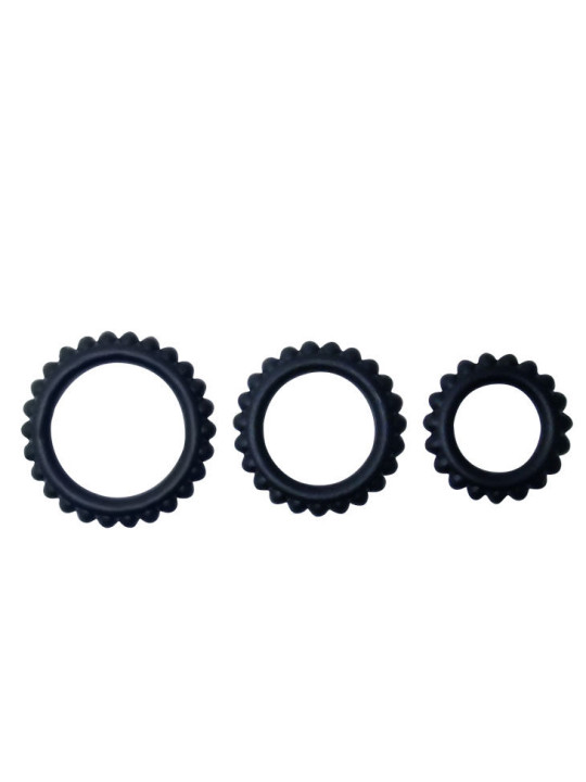 Baile - Titan Set 3 pcs Cock Ring Black 2.8 + 2.4 + 1.9 cm