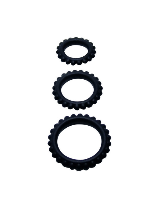 Baile - Titan Set 3 pcs Cock Ring Black 2.8 + 2.4 + 1.9 cm