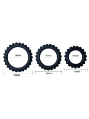Baile - Titan Set 3 pcs Cock Ring Black 2.8 + 2.4 + 1.9 cm
