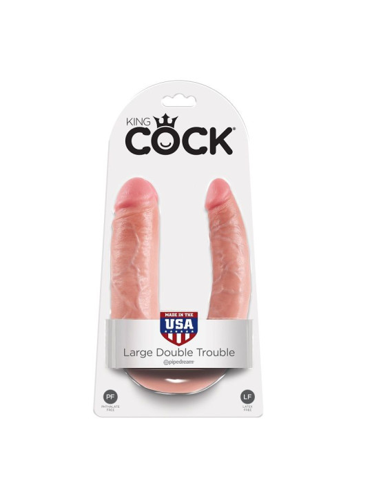 King Cock - Dildo Doble Penetración 17.8 cm Natural