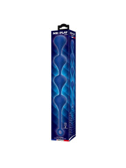 Caja de las bolas anales Mr Play XL de silicona azul, con los iconos de silicona e impermeable