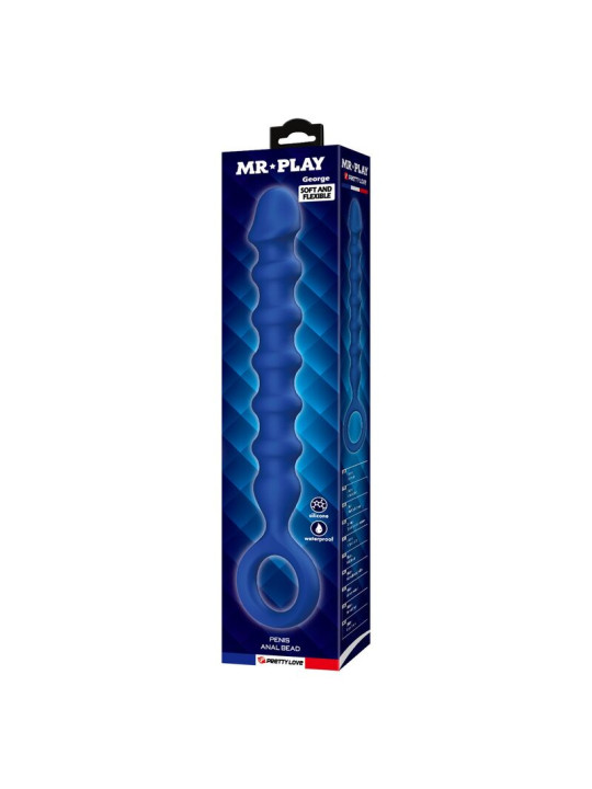 Mr Play - Bolas Anales y Plug Anal Silicona Azul Ø 3,4 cm - 28,5 cm
