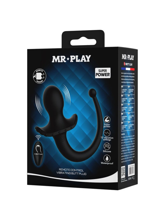 Mr Play - Vibrador Anal y Perineal con Control Remoto Inalámbrico Negro