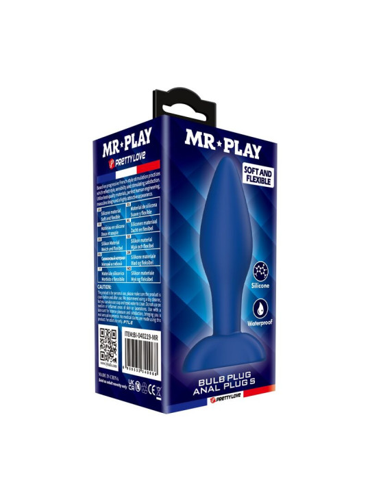 Mr Play - Plug Anal Cónico Silicona Azul S