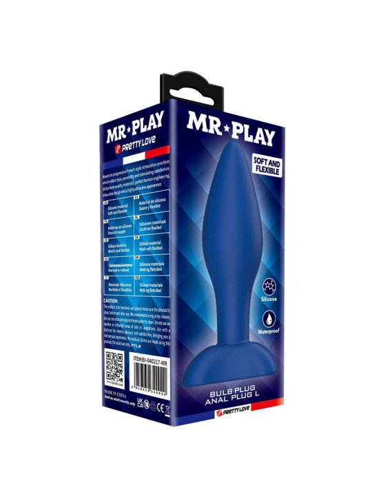Mr Play - Plug Anal Cónico Silicona Azul L
