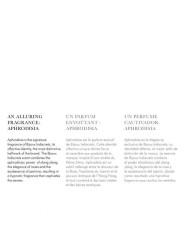 Folleto de Aphrodisia de Bijoux Indiscrets con la descripción de su fragancia de ylang ylang, rosa y jazmín